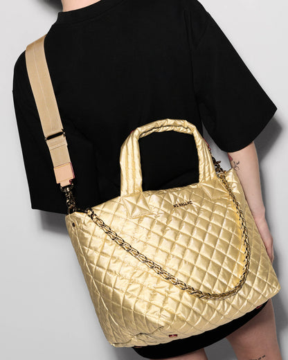 Small Metro Tote Deluxe W/ Chain Light Gold Pearl - MZ Wallace