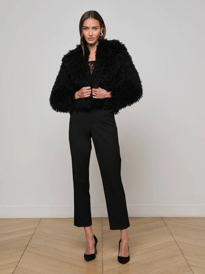 Aura Cropped Faux Fur Jacket Black - L'AGENCE