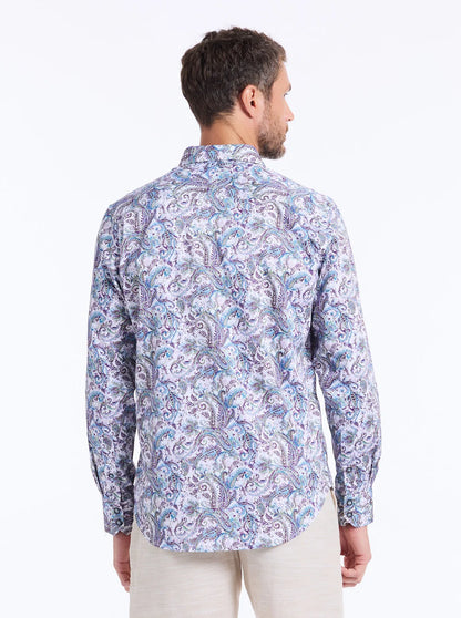 Buckingham Long Sleeve Button Down Shirt Blue - Robert Graham