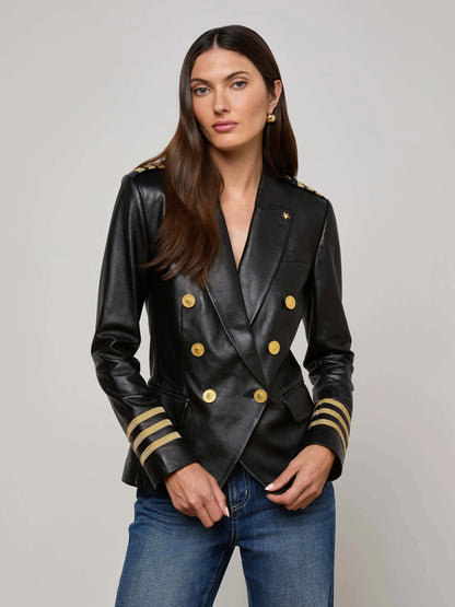 Kenzie Leather Blazer Black - L'AGENCE