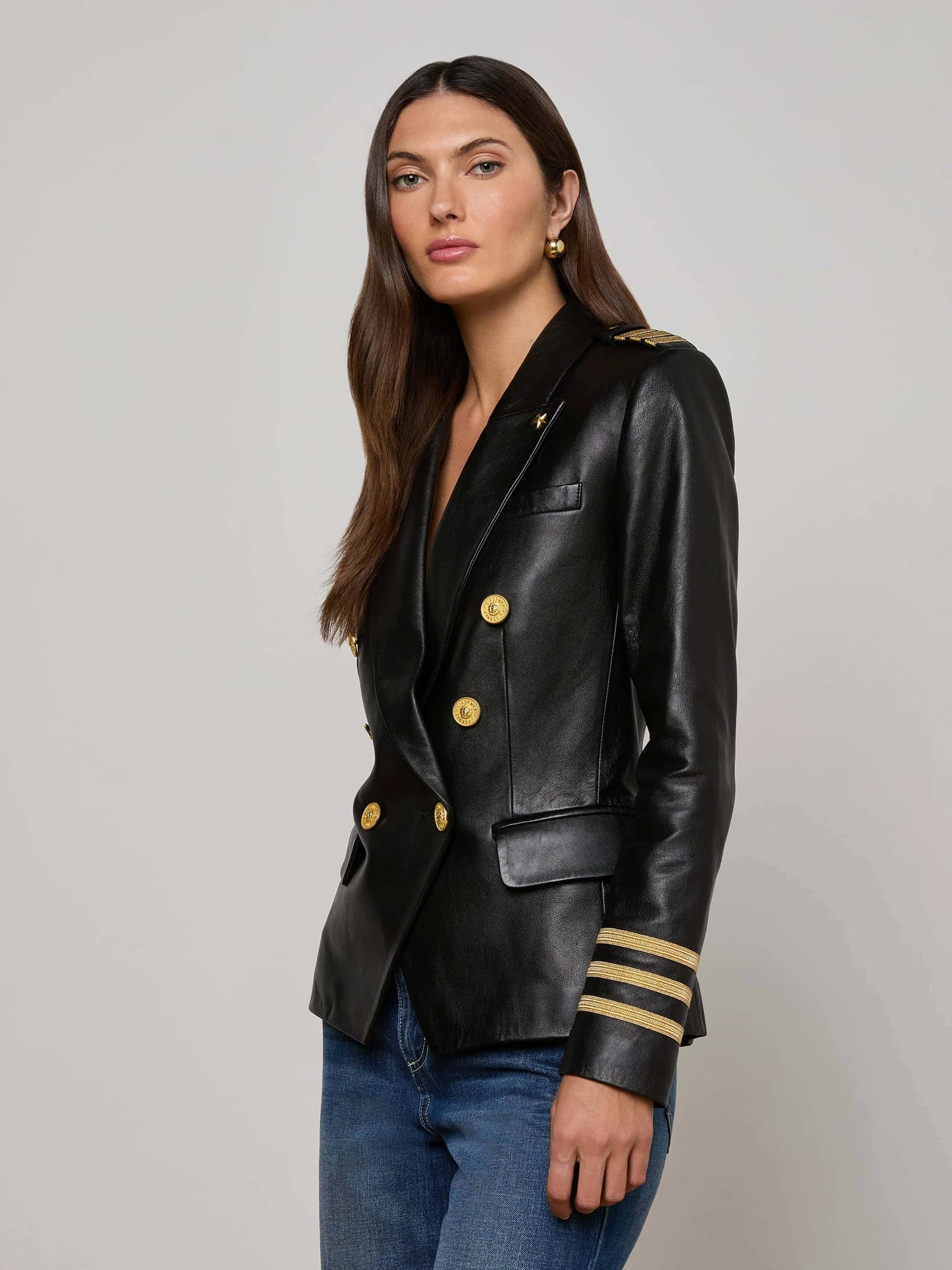 Kenzie Leather Blazer Black - L'AGENCE