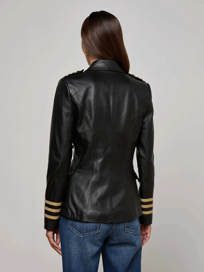 Kenzie Leather Blazer Black - L'AGENCE