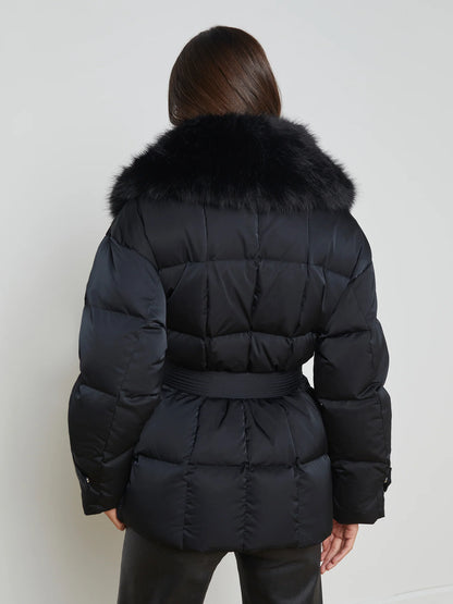 Vail Faux Fur Down Coat Black - L'AGENCE