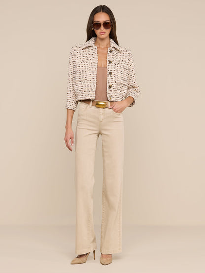 Jia Cropped Tweed Jacket Ivory/Pink/Dark Brown/Silver Tweed - L'AGENCE