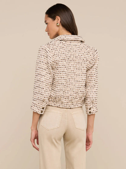 Jia Cropped Tweed Jacket Ivory/Pink/Dark Brown/Silver Tweed - L'AGENCE