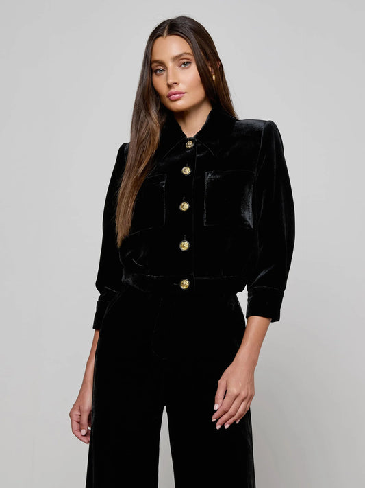 Jia Velvet Jacket Black - L'AGENCE