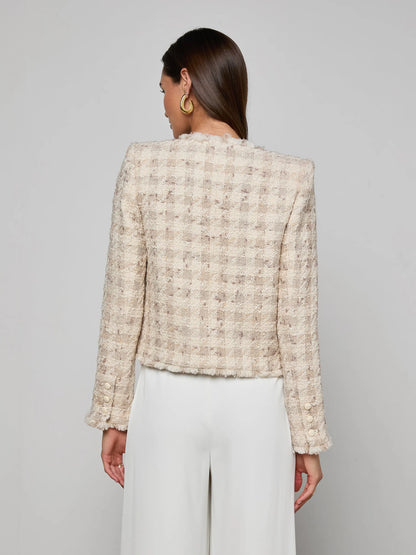 Zell Tweed Jacket Taupe/Grey Houndstooth - L'AGENCE