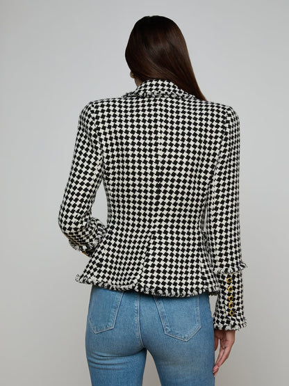 Kaisley Tweed Blazer Black/Ivory Diamond Tweed - L'AGENCE