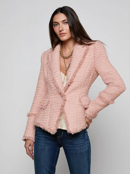Kaisley Tweed Blazer Dusty Pink - L'AGENCE