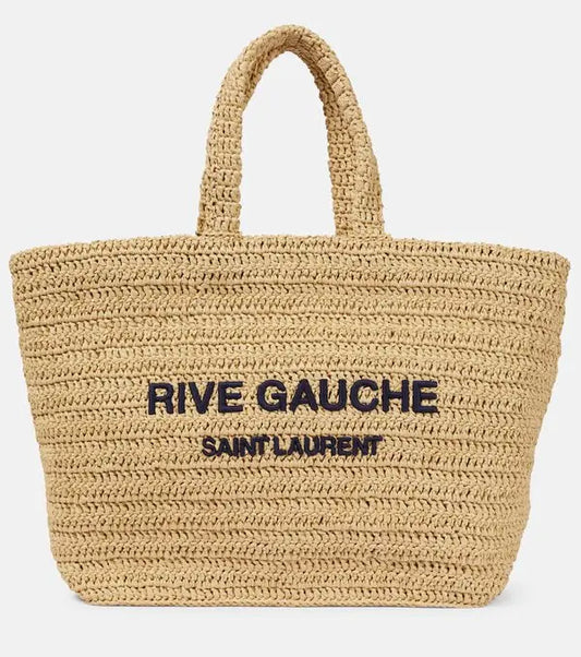 Rive Gauche Raffia Tote Bag Neutrals - Saint Laurent