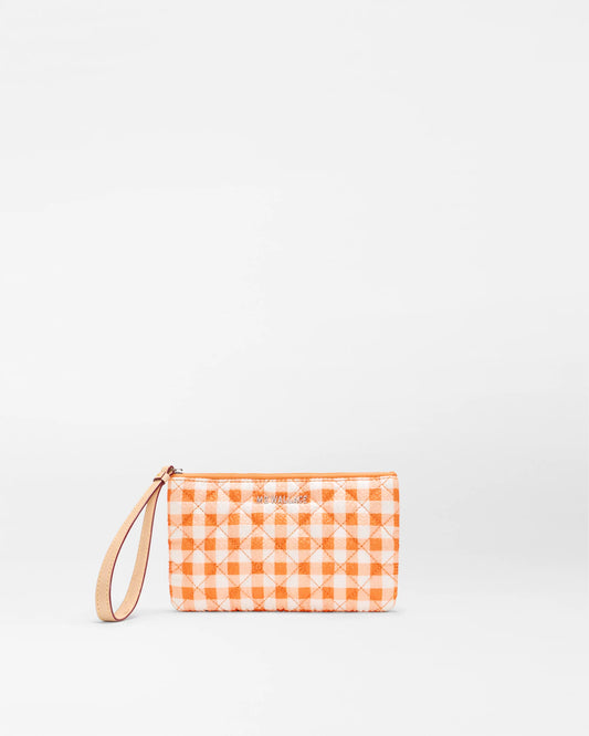Flat Metro Wristlet Sunset Orange Gingham - MZ Wallace