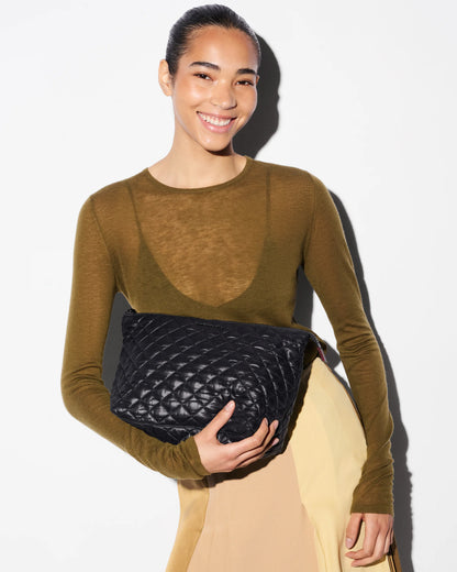 Zoey Large Zip Pouch Black - MZ Wallace