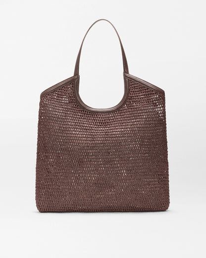Large Crochet Georgica Tote Brown Crochet - MZ Wallace