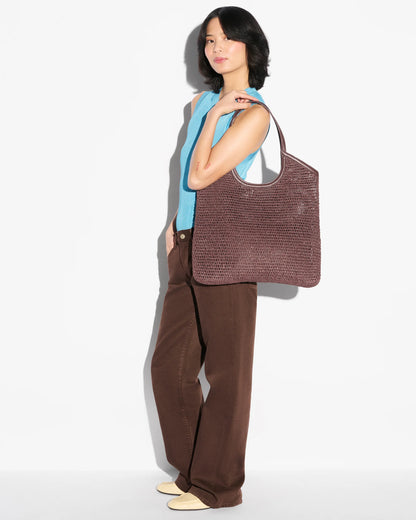 Large Crochet Georgica Tote Brown Crochet - MZ Wallace