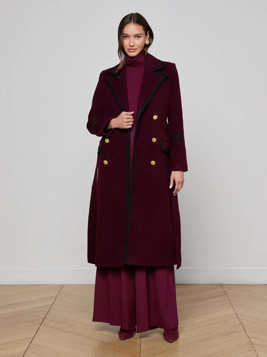 Irene Long Coat Dark Port - L'AGENCE