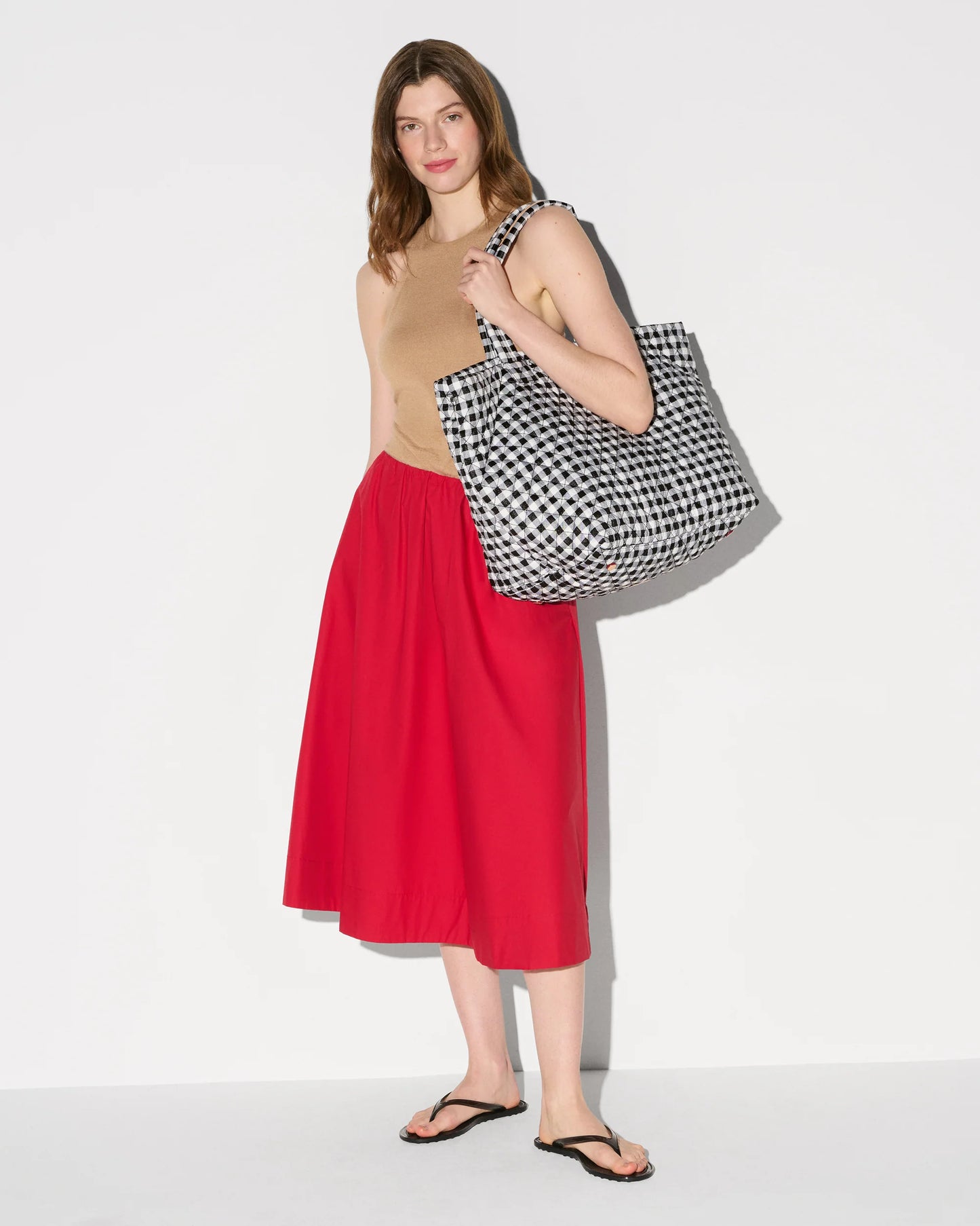 Large Metro Tote Deluxe Black/White Gingham - MZ Wallace