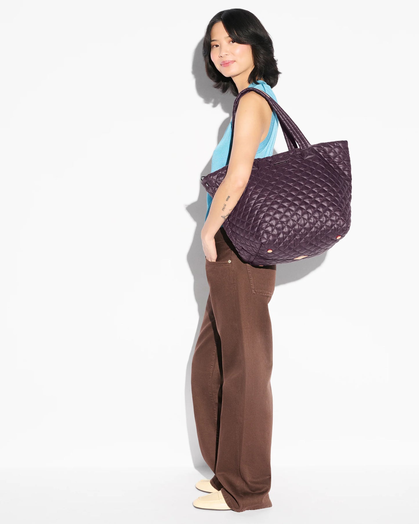 Medium Metro Tote Deluxe Raisin - MZ Wallace