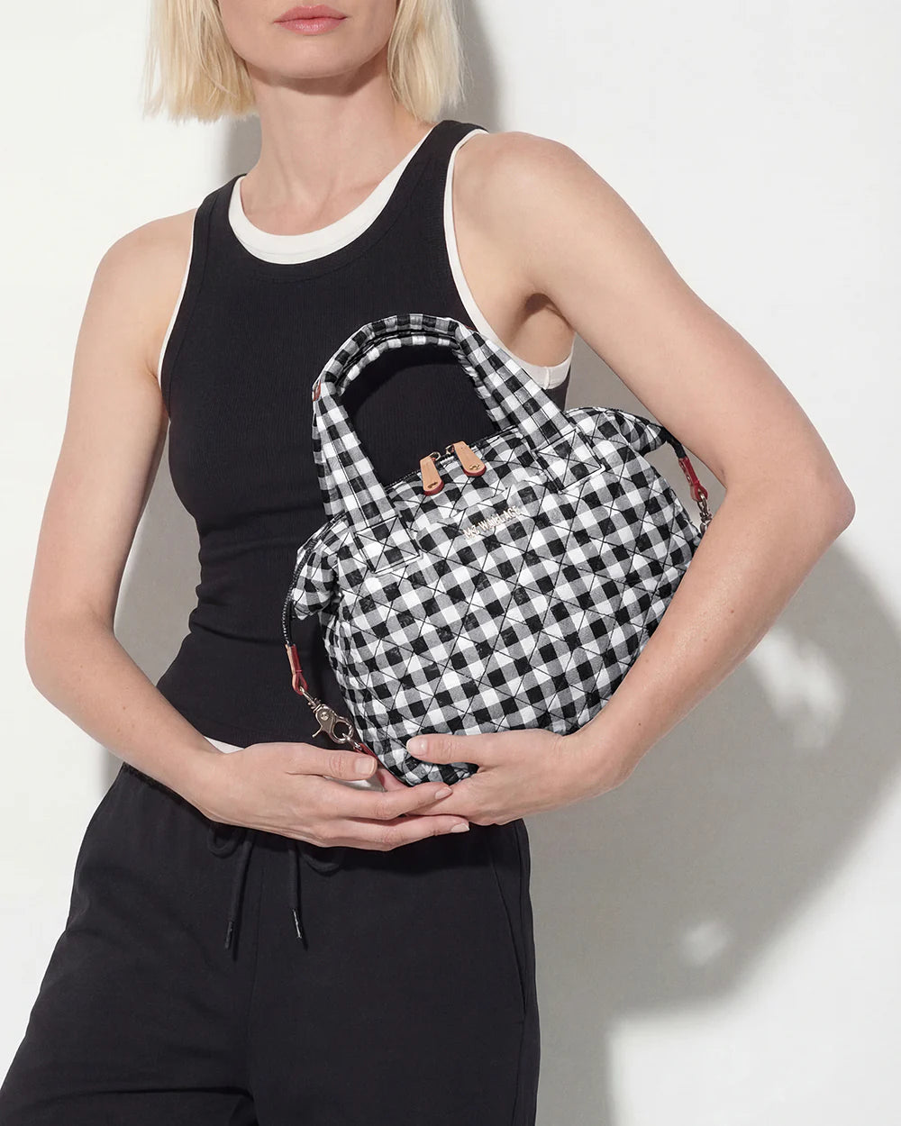 Small Sutton Deluxe Black/White Gingham - MZ Wallace