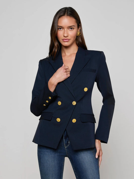 Kyomi Double-Breasted Blazer Midnight - L'AGENCE