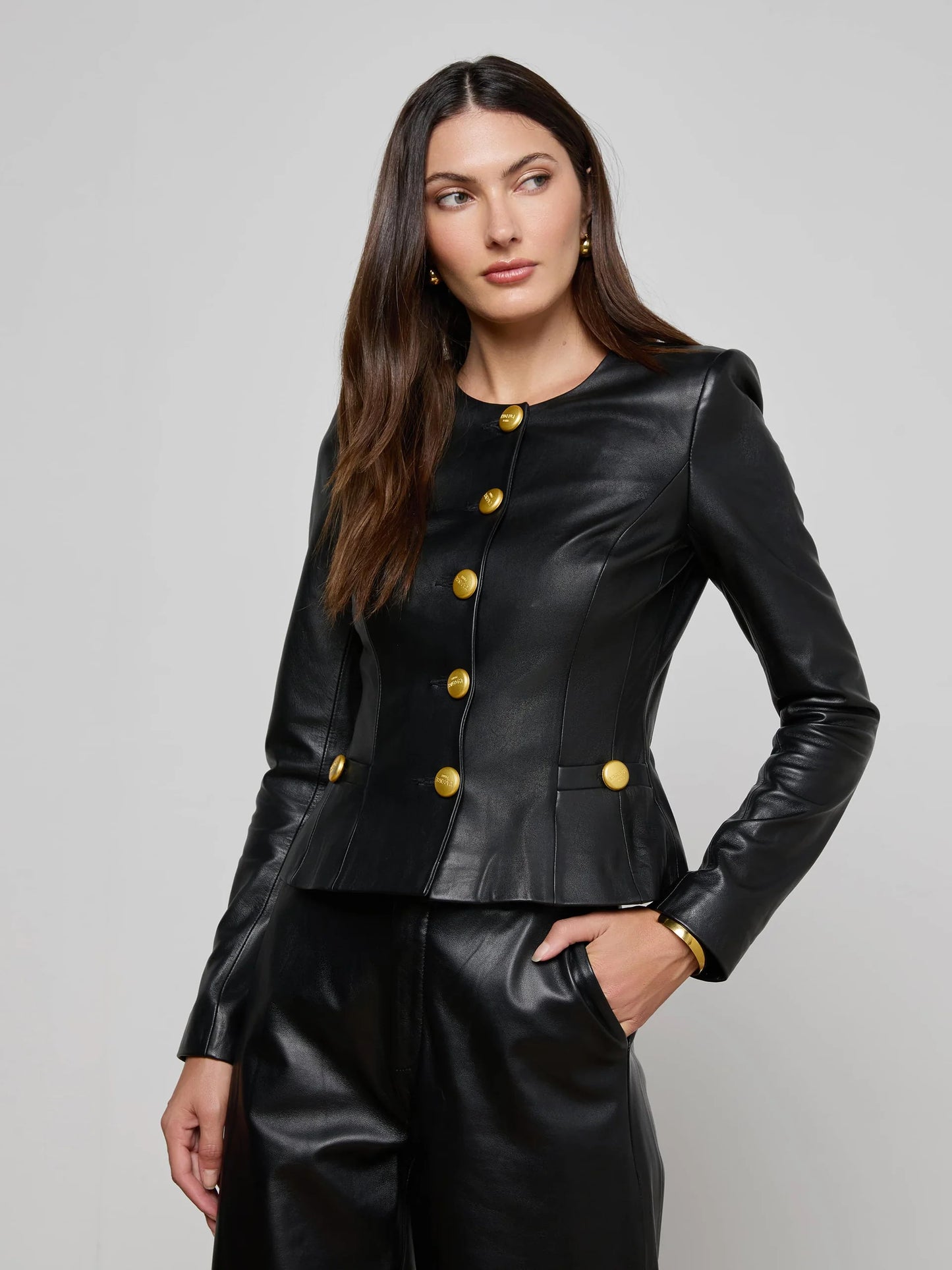 Mariella Leather Jacket Black - L'AGENCE