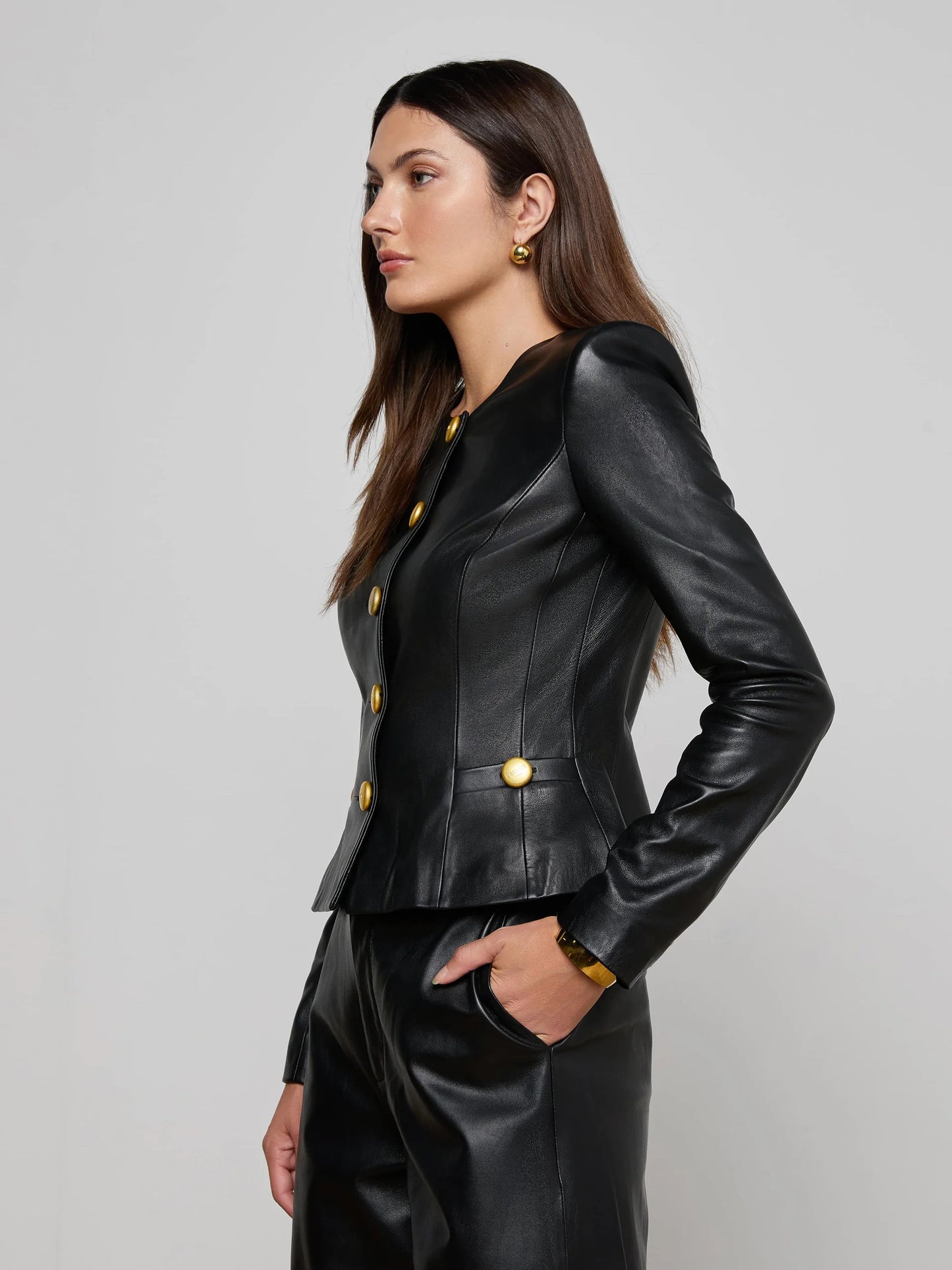 Mariella Leather Jacket Black - L'AGENCE
