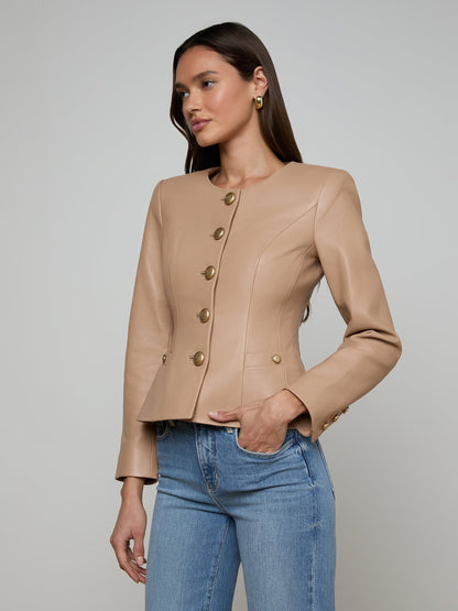 Mariella Leather Jacket Cappuccino - L'AGENCE