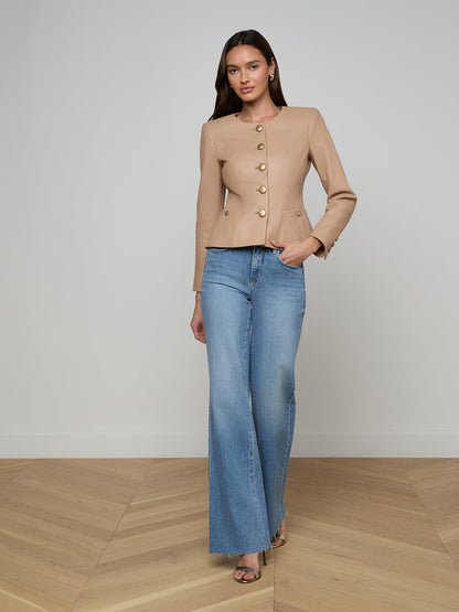 Mariella Leather Jacket Cappuccino - L'AGENCE