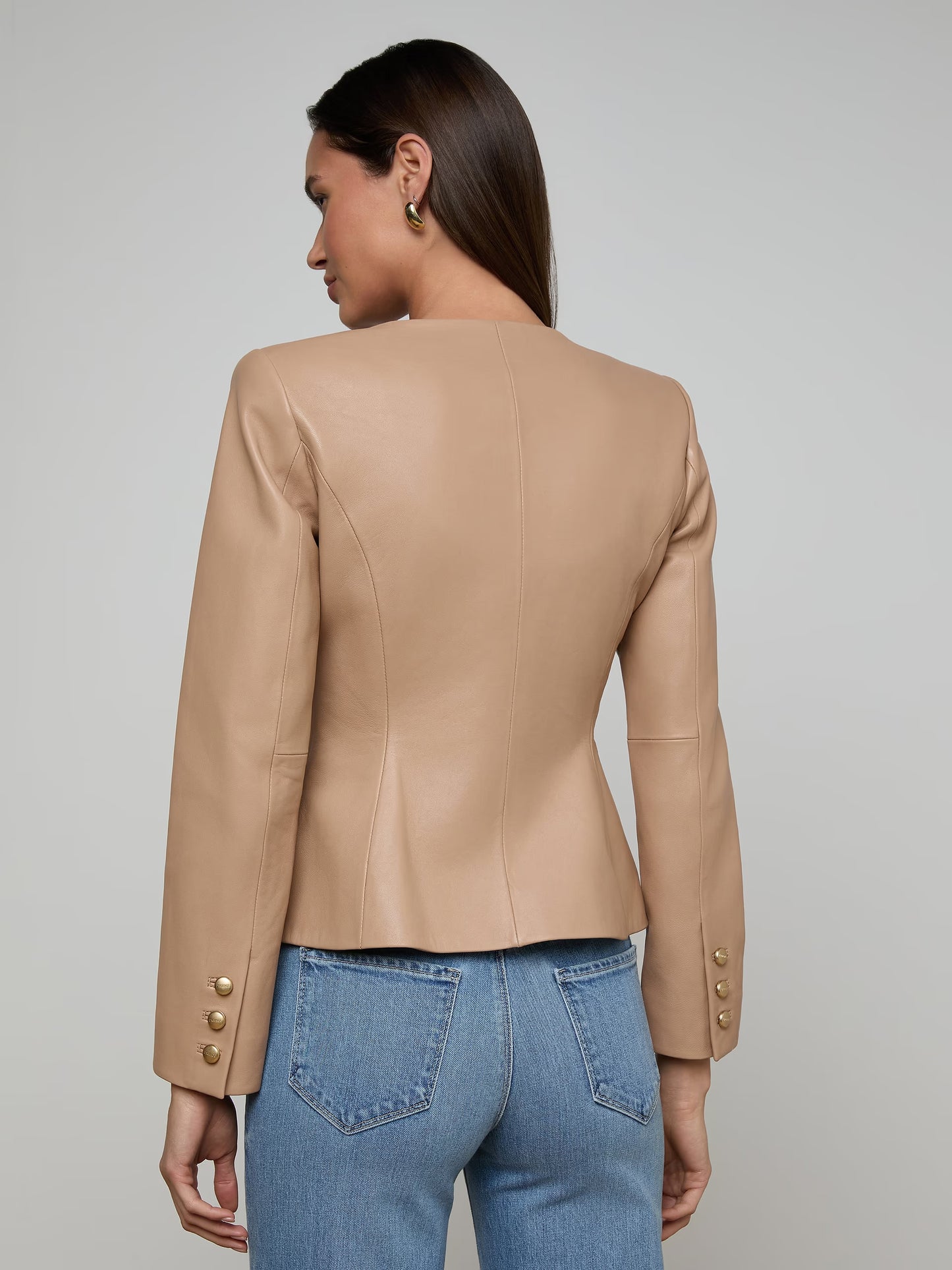 Mariella Leather Jacket Cappuccino - L'AGENCE
