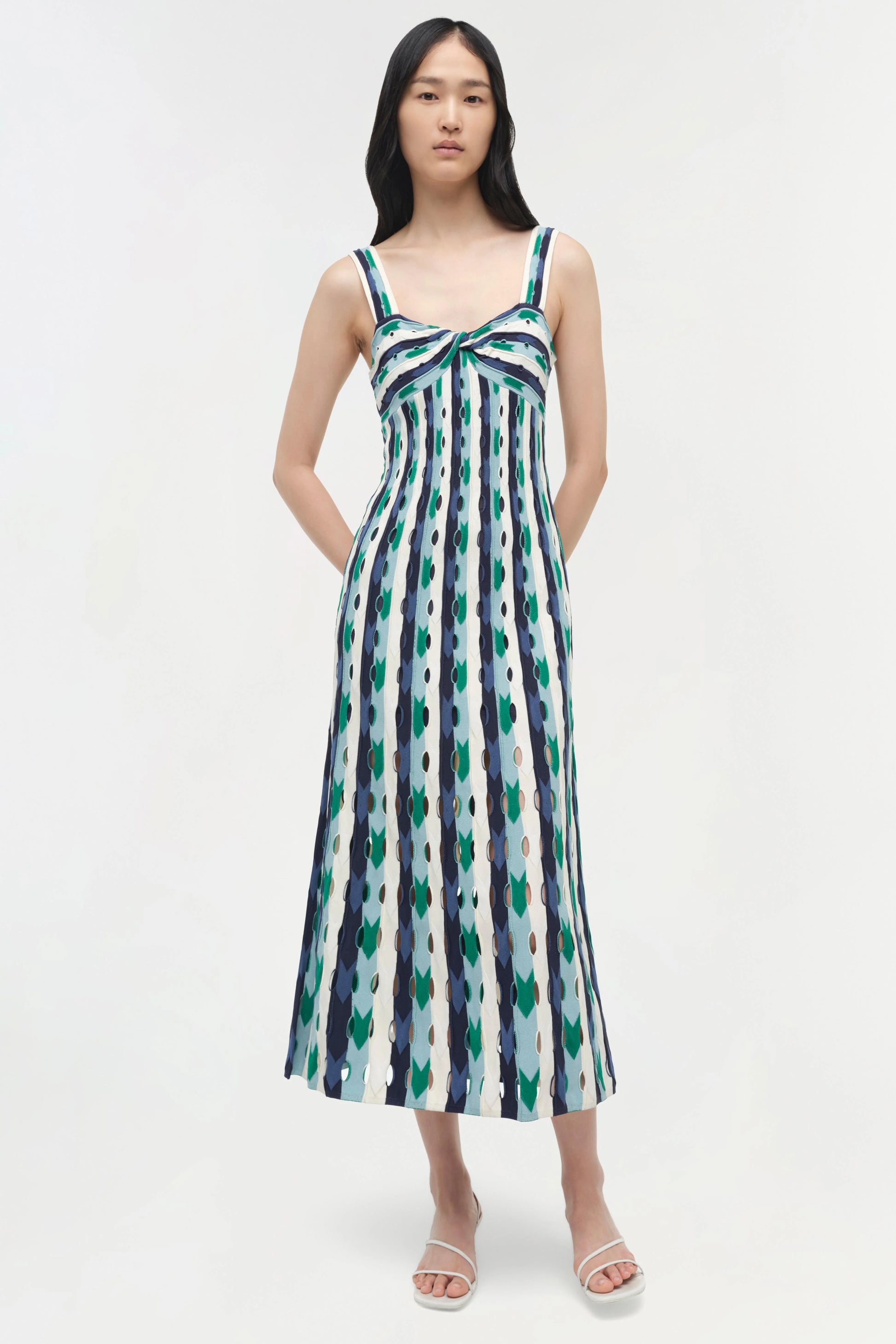 kelly green midi dress SIMKHAI Women's Christina Knit Midi Dress in Kelly Green Multi, Size Large