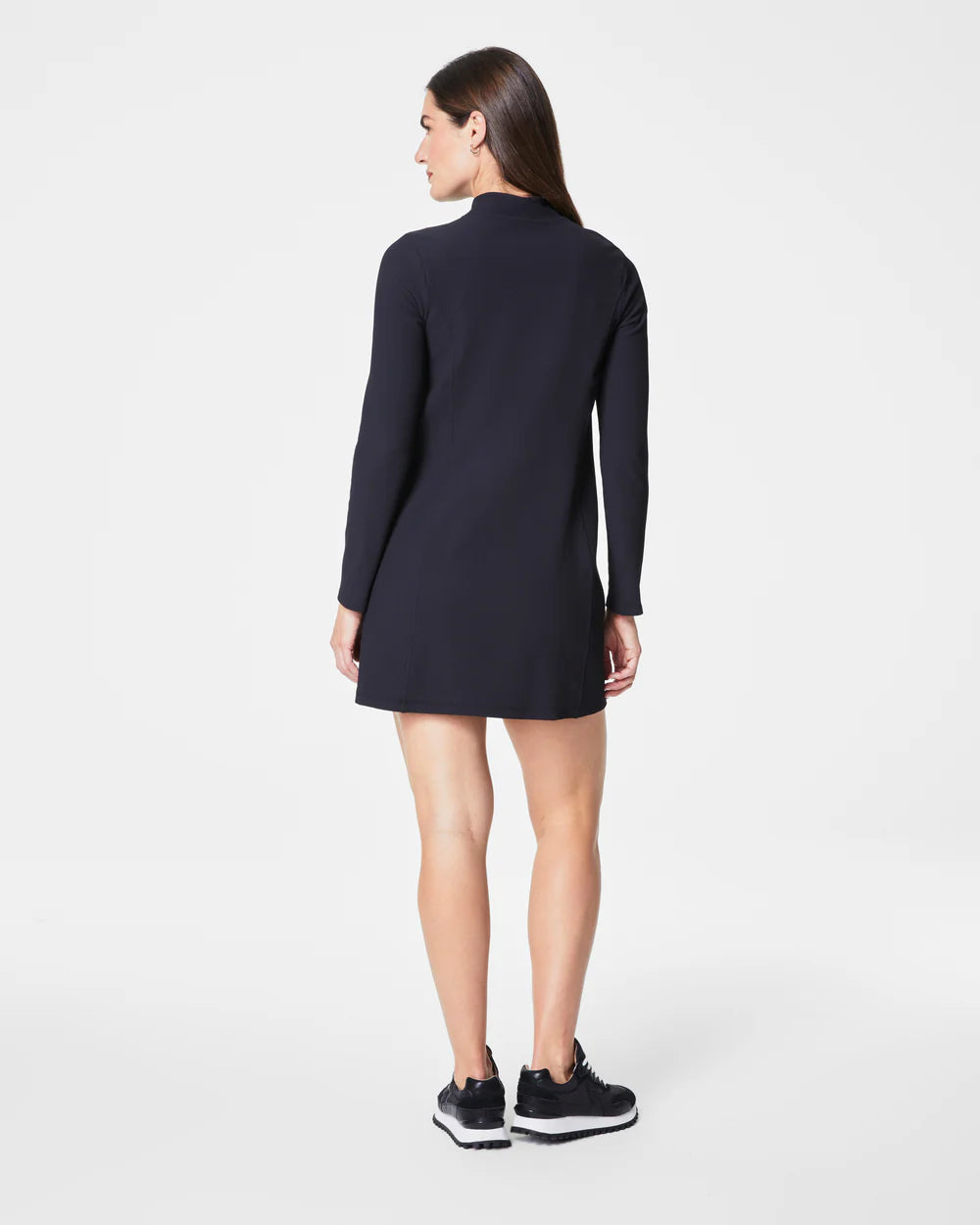 Contour Rib Long Sleeve Zip Front Dress Black - SPANX