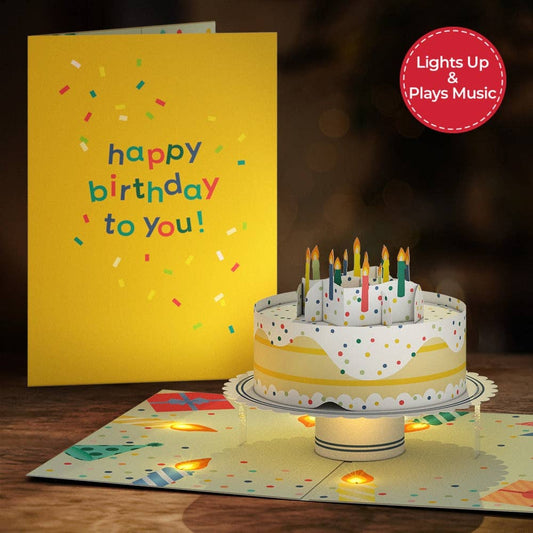 Happy Birthday Confetti Cake Music and Lights Pop-Up Card - Lovepop Cards