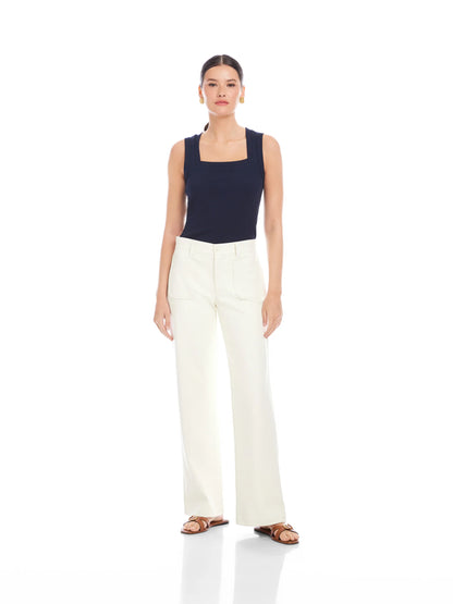 Sophia Faux Leather Wide-Leg Pants Bone - Fifteen Twenty