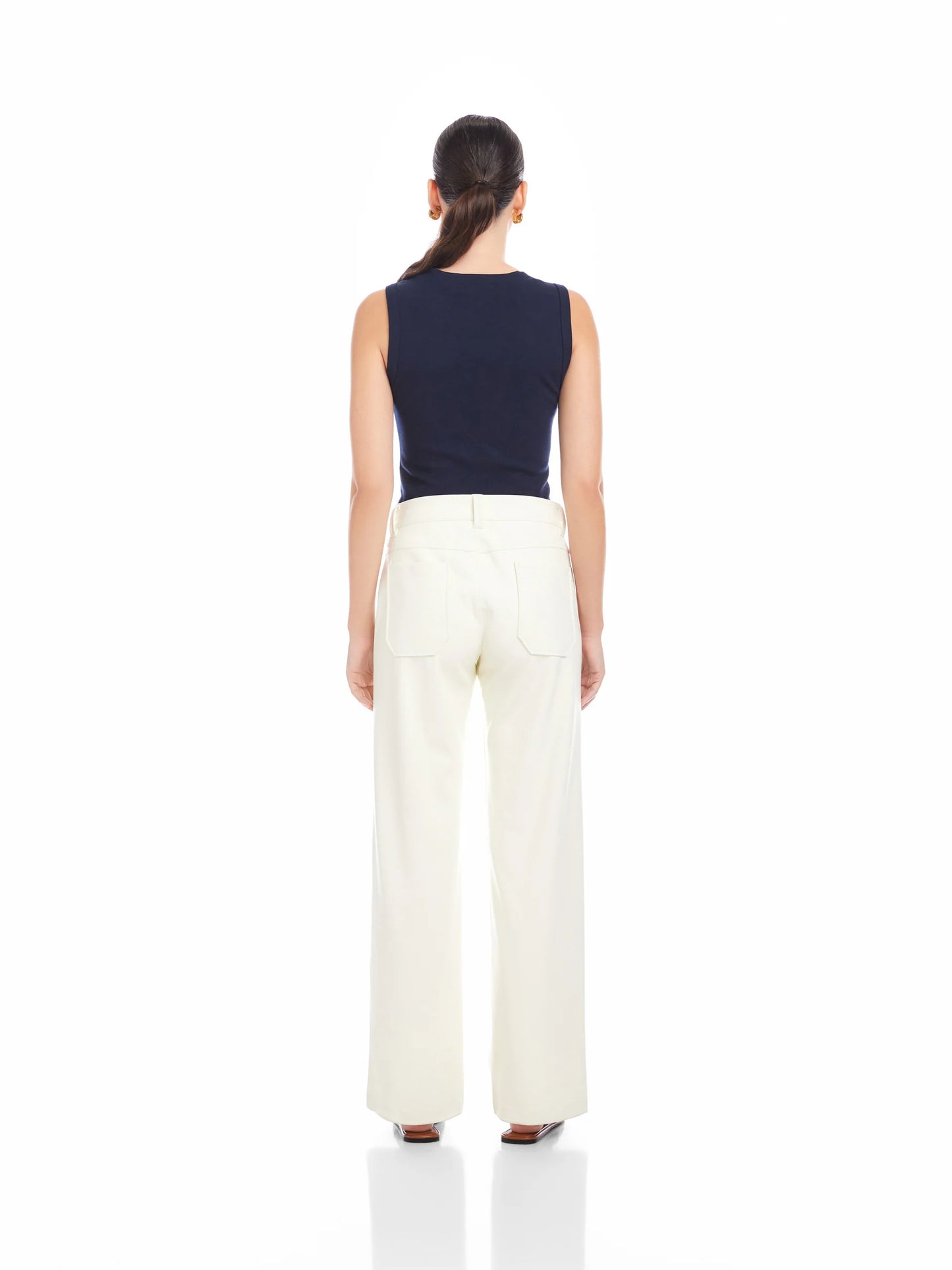 Sophia Faux Leather Wide-Leg Pants Bone - Fifteen Twenty