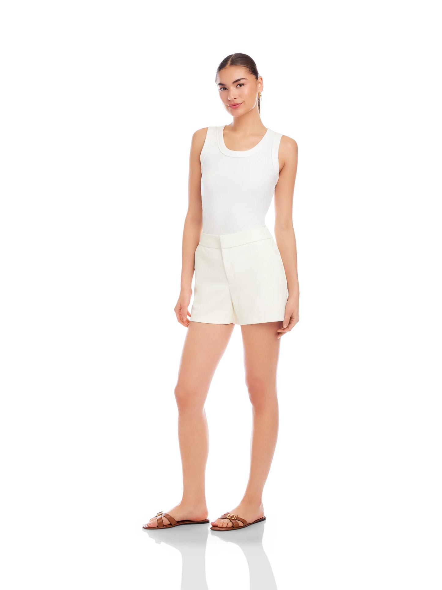 Faux Leather Modern Shorts Bone - Fifteen Twenty