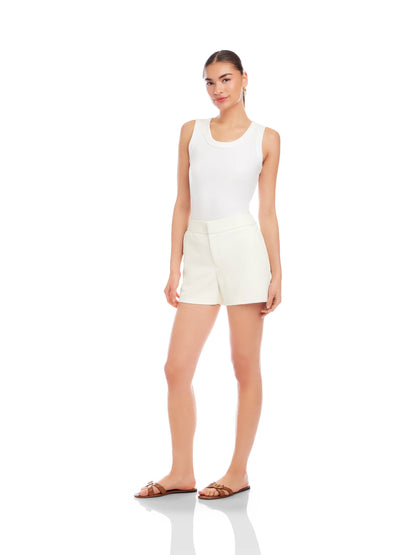 Faux Leather Modern Shorts Bone - Fifteen Twenty