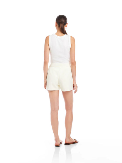 Faux Leather Modern Shorts Bone - Fifteen Twenty
