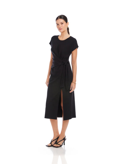 Marisa Side-Knot Midi Dress Black - Fifteen Twenty