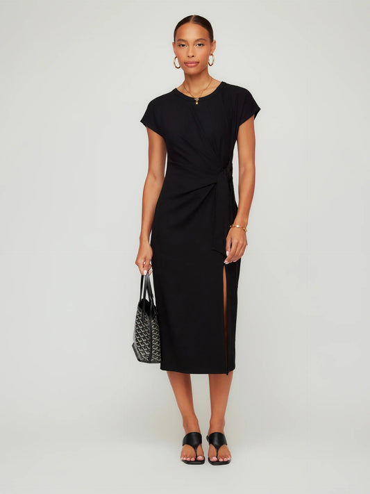 Marisa Side-Knot Midi Dress Black - Fifteen Twenty