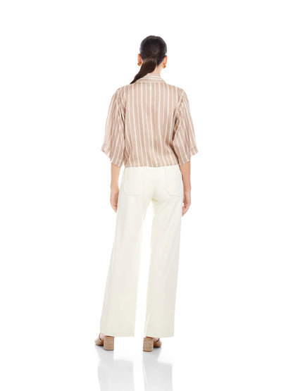 Bernice Tie-Front Blouse Khaki - Fifteen Twenty