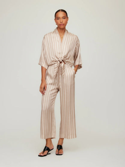 Bernice Tie-Front Blouse Khaki - Fifteen Twenty