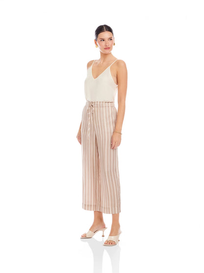 Tasha Cropped Drawstring Pants Khaki - Fifteen Twenty