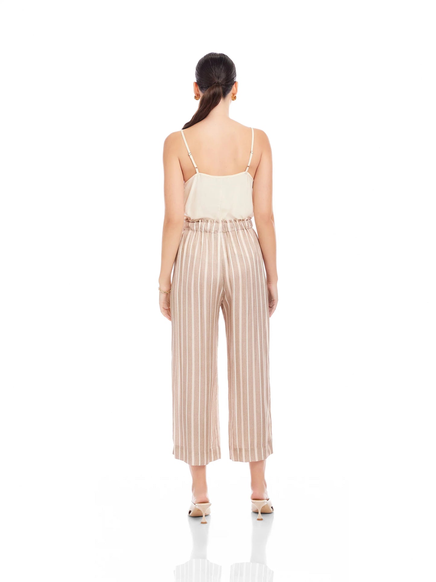 Tasha Cropped Drawstring Pants Khaki - Fifteen Twenty