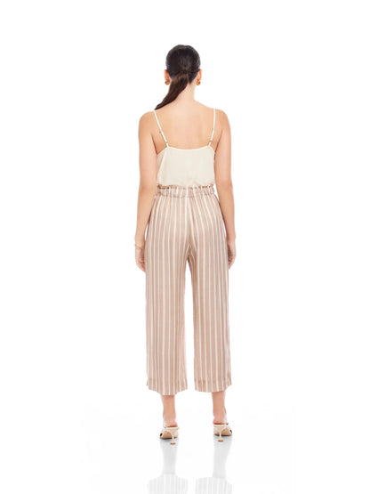 Tasha Cropped Drawstring Pants Khaki - Fifteen Twenty