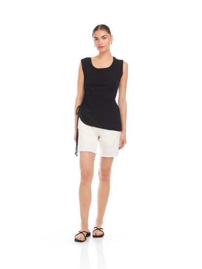 Tia Side-Shirred Tank Black - Fifteen Twenty