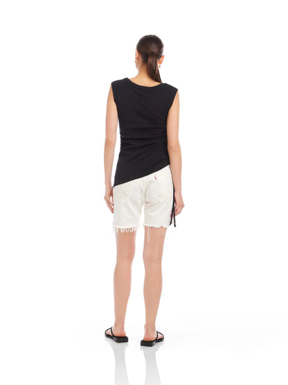 Tia Side-Shirred Tank Black - Fifteen Twenty
