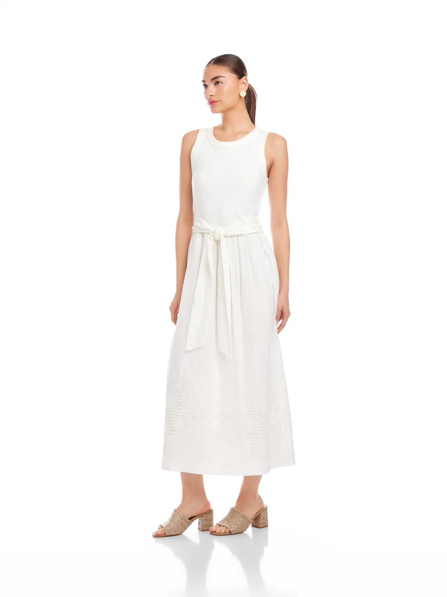Seline Contrast Midi Dress Off White - Fifteen Twenty