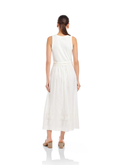 Seline Contrast Midi Dress Off White - Fifteen Twenty