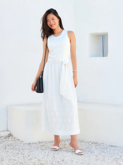 Seline Contrast Midi Dress Off White - Fifteen Twenty