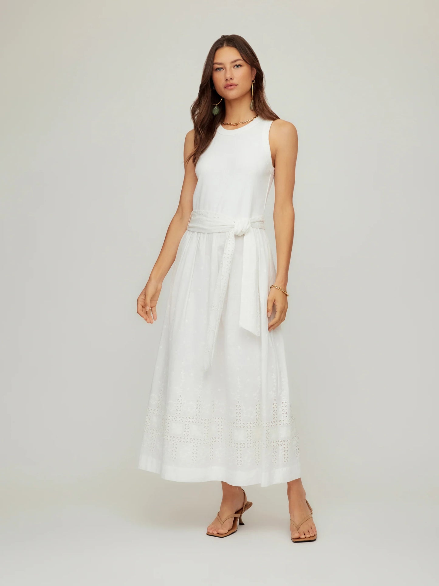 Seline Contrast Midi Dress Off White - Fifteen Twenty