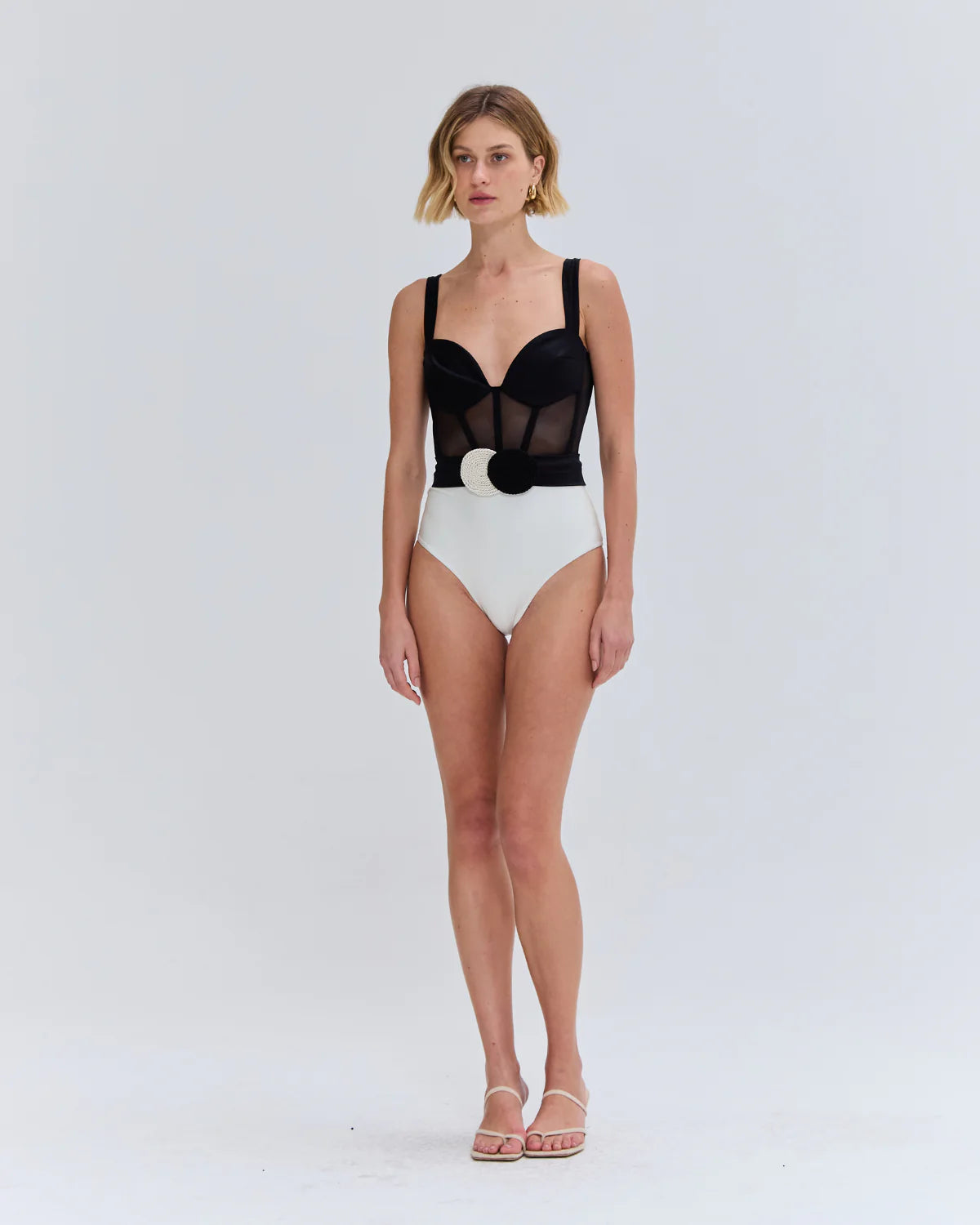 Jersey Sands Corset Bodysuit Black/White - Patbo